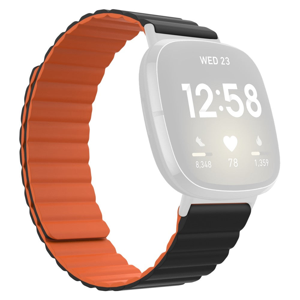 Fitbit Sense 2 / Versa 4 silicone watch strap - Black / Orange