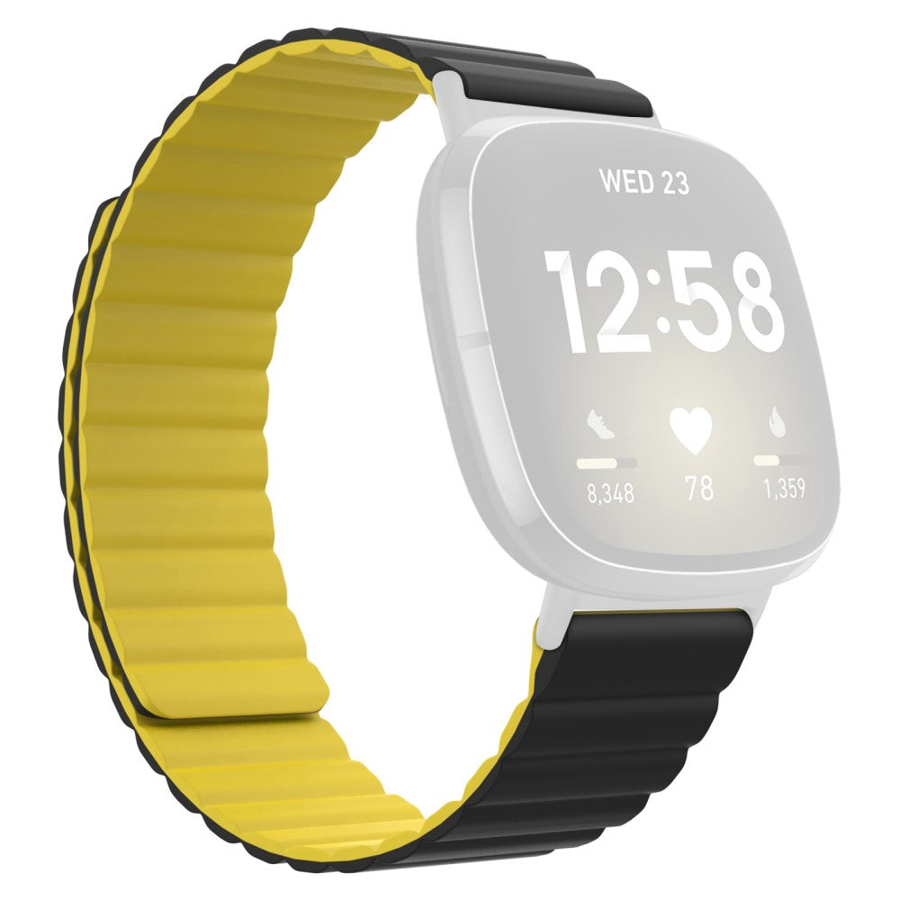 Fitbit Sense 2 / Versa 4 silicone watch strap - Black / Yellow