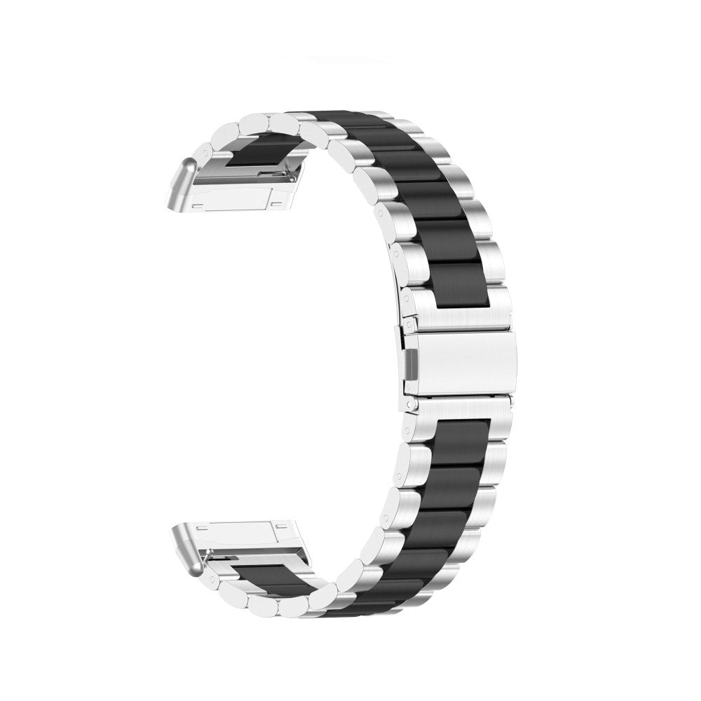 Fitbit Sense 2 / Versa 4 / 3 stainless steel watch strap - Silver / Black