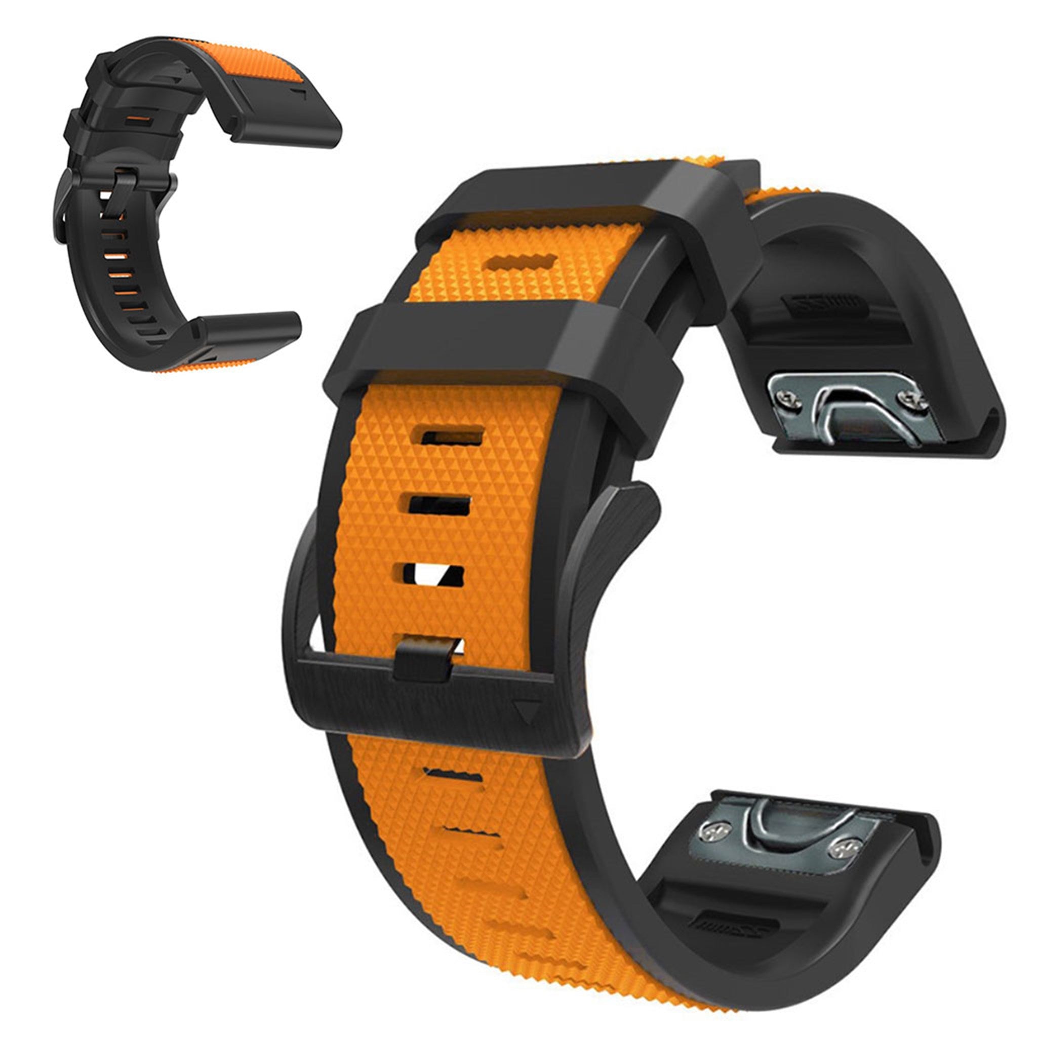 22mm dual color watch strap for Garmin watch - Orange / Black