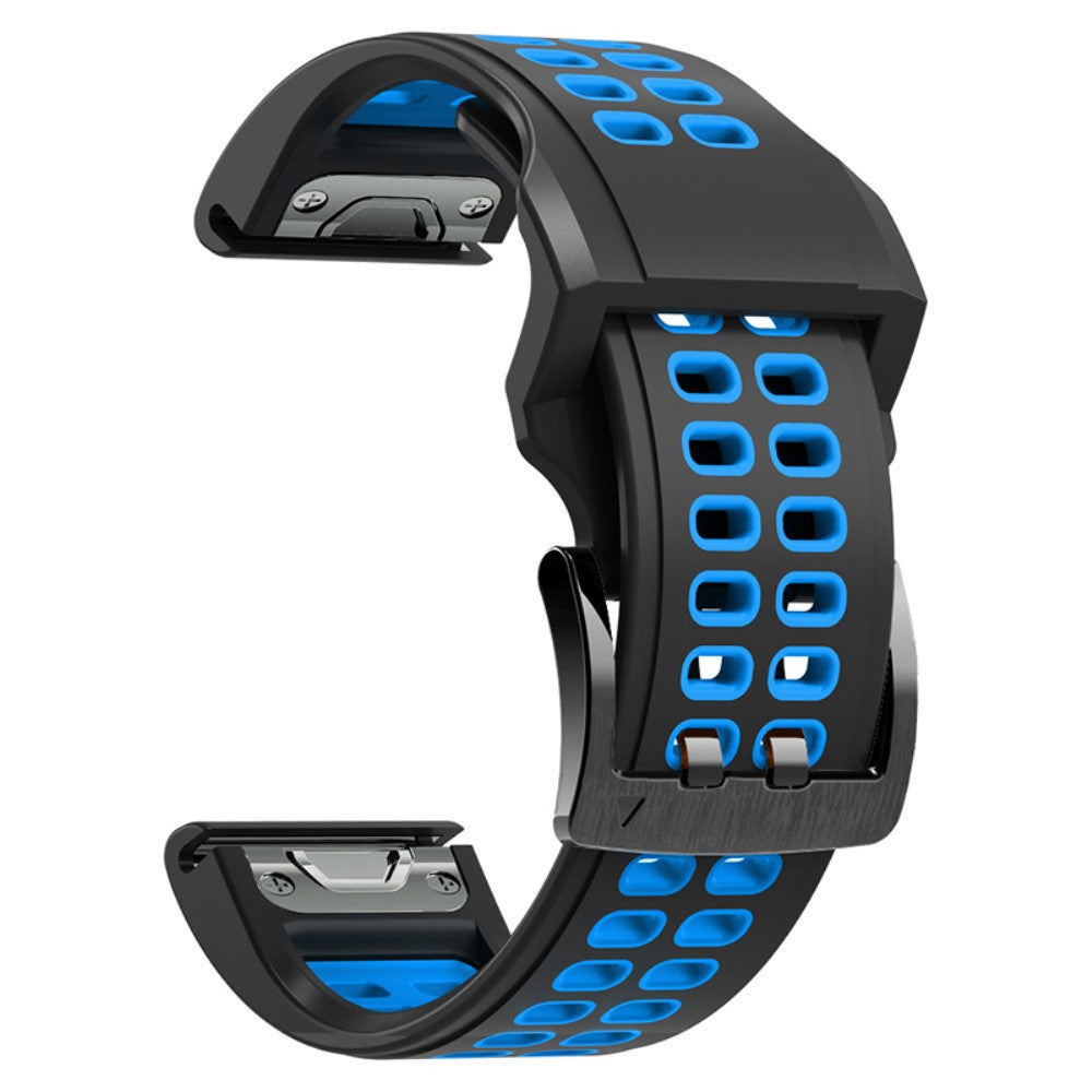 Garmin Fenix 7 / 6 / 5 silicone watch strap - Black / Blue