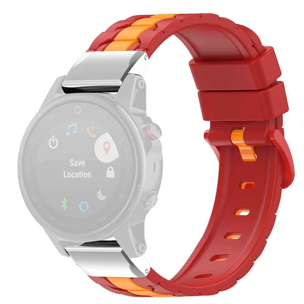 26mm silicone watch strap for Garmin watch - Red / Yellow