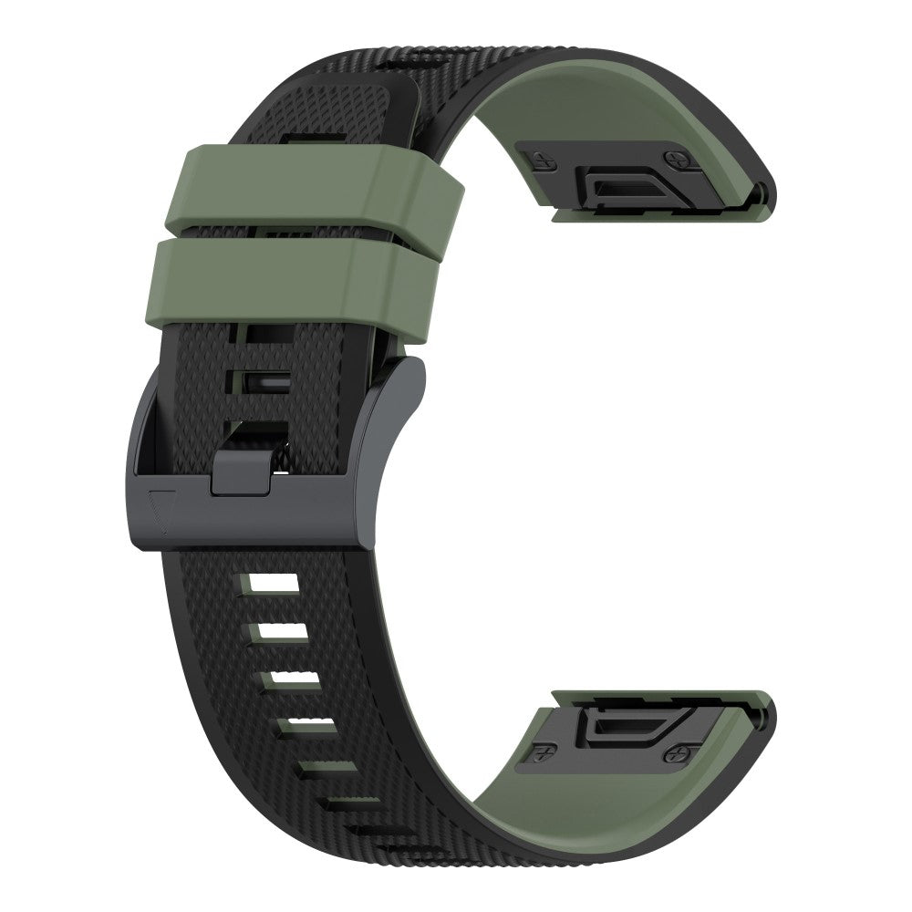 26mm dual color textured silicone watch strap for Garmin watch - Blackish Green / Black