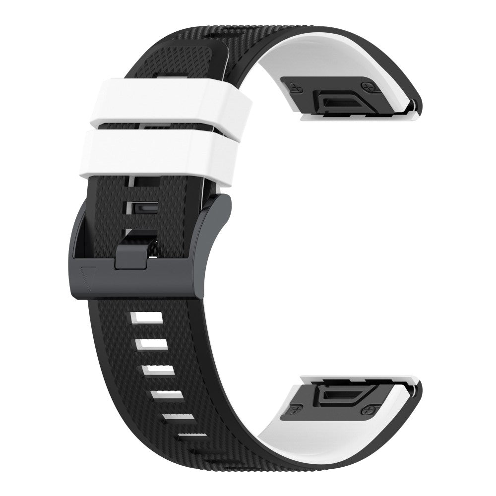 26mm dual color textured silicone watch strap for Garmin watch - Black / White