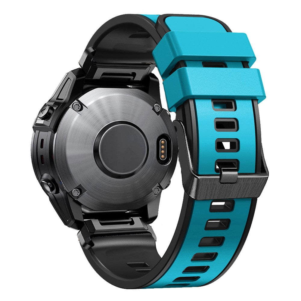 Dual-color silicone watch strap for Garmin Watch - Sky Blue / Black
