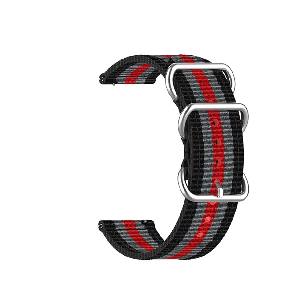 Garmin Forerunner 255S nylon watch strap - Black / Grey / Red / Black / Grey