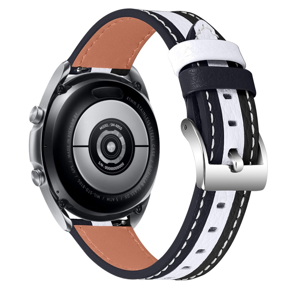 Garmin Forerunner 645 / 645 Music splicing design cowhide leather watch strap - Black / White