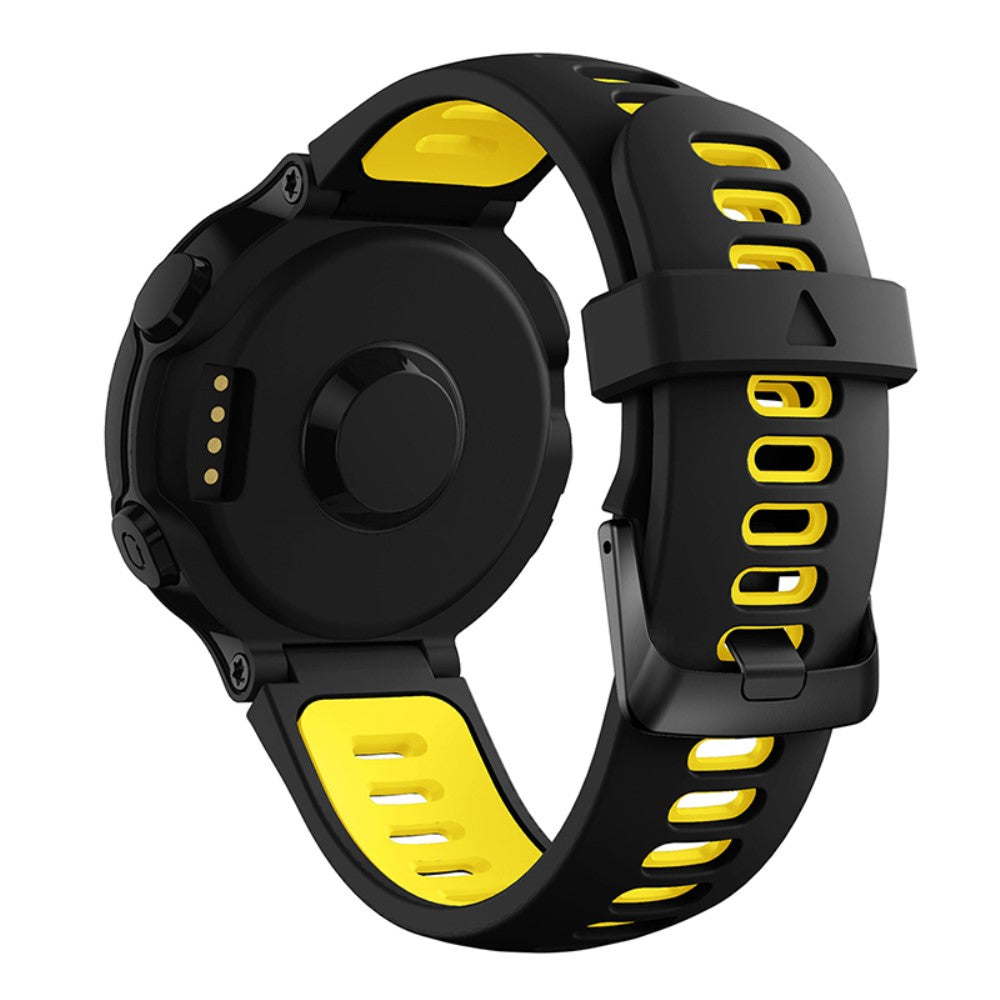 Silicone watch strap with black buckle for Garmin Forerunner watch - Black / Yellow