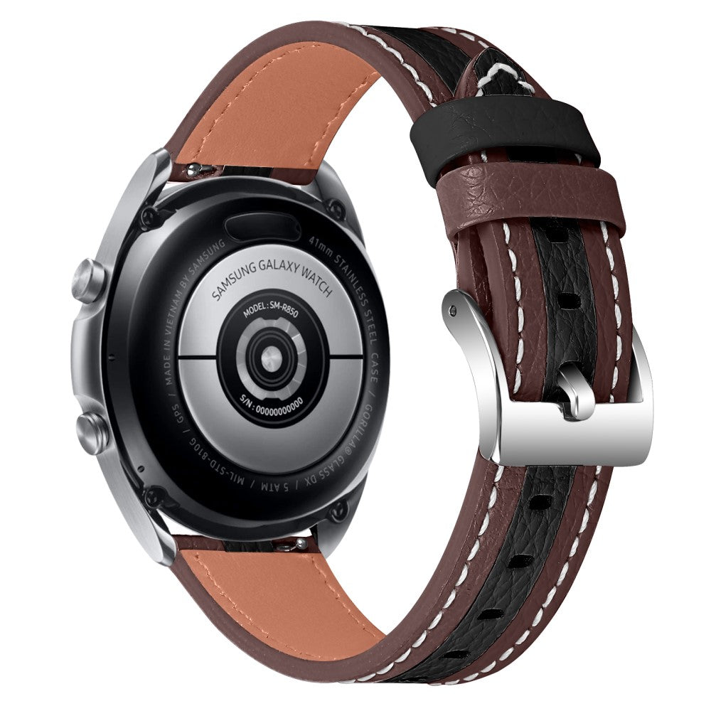 Garmin Forerunner 245 / 245 Music color splice cowhide leather watch strap - Brown / Black