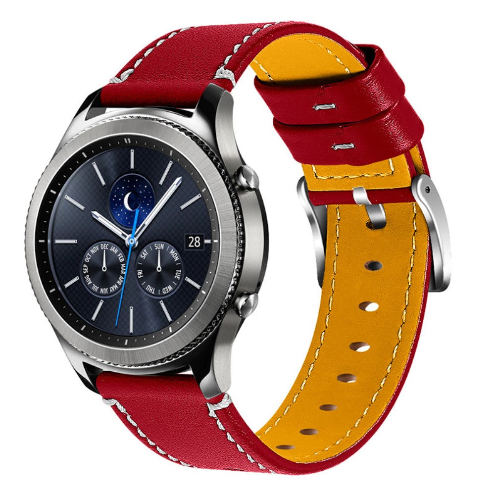 Garmin Vivoactive 4 solid color cowhide leather watch strap - Red