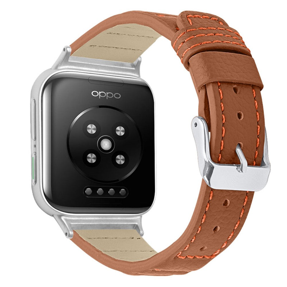 Oppo Watch (46mm) cowhide genuine leather watch strap - Brown