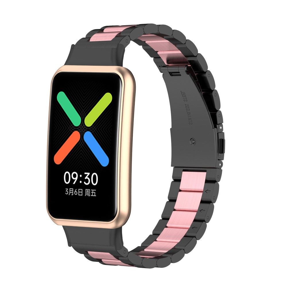 Oppo Watch Free stainless steel watch strap - Black / Pink