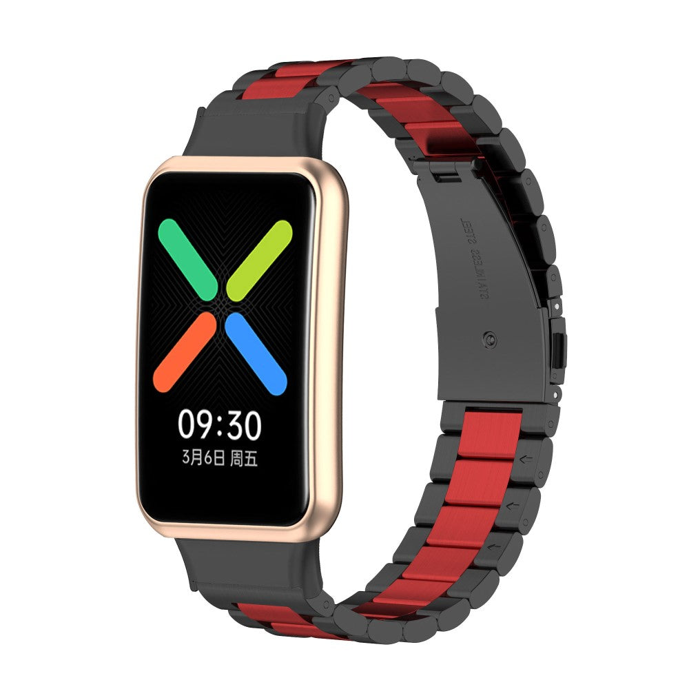 Oppo Watch Free stainless steel watch strap - Black / Red