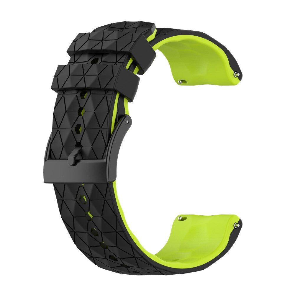 24mm football textured silicone watch strap for Sunnto watch - Black / Green