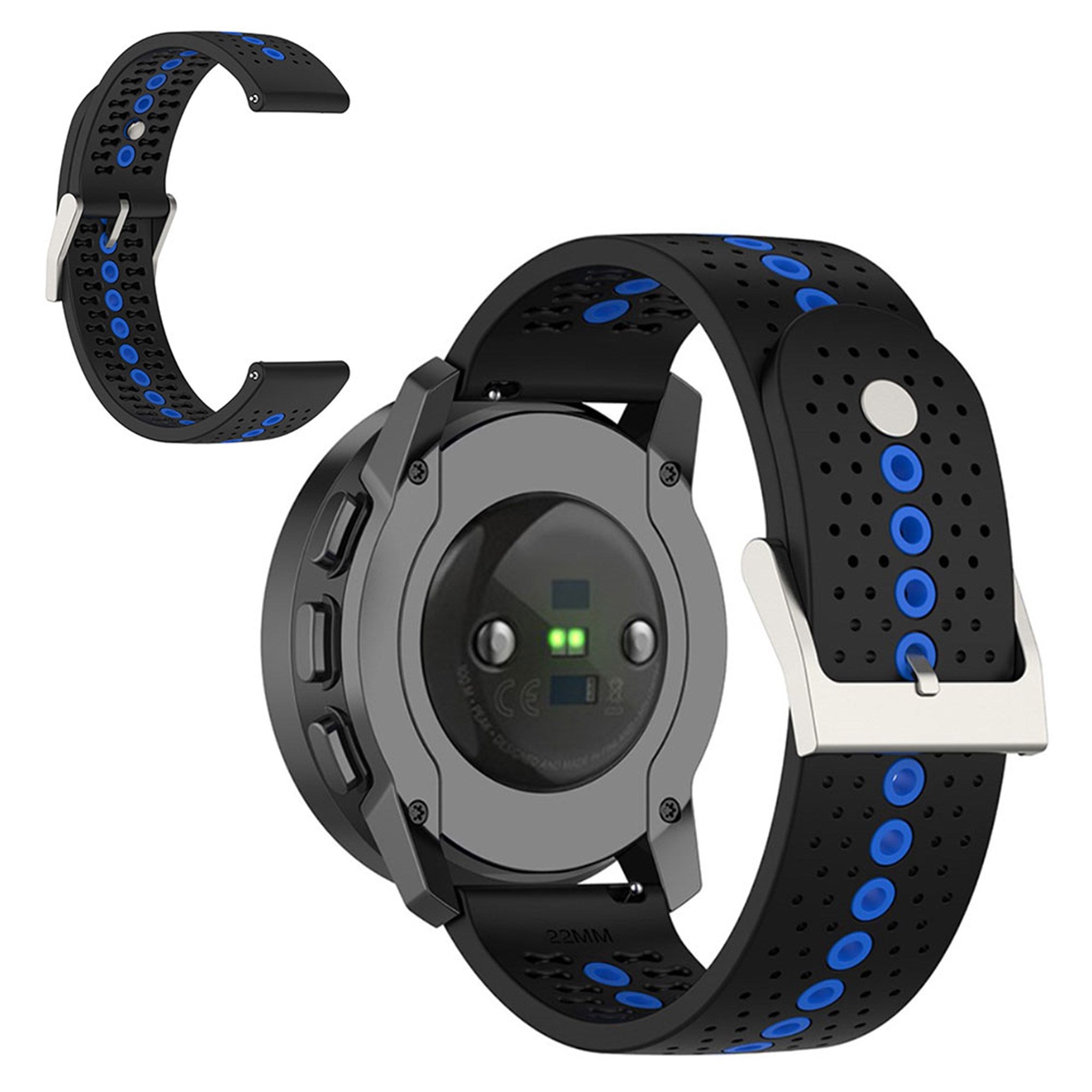 22mm Suunto 9 Peak dual color silicone watch strap - Black / Blue