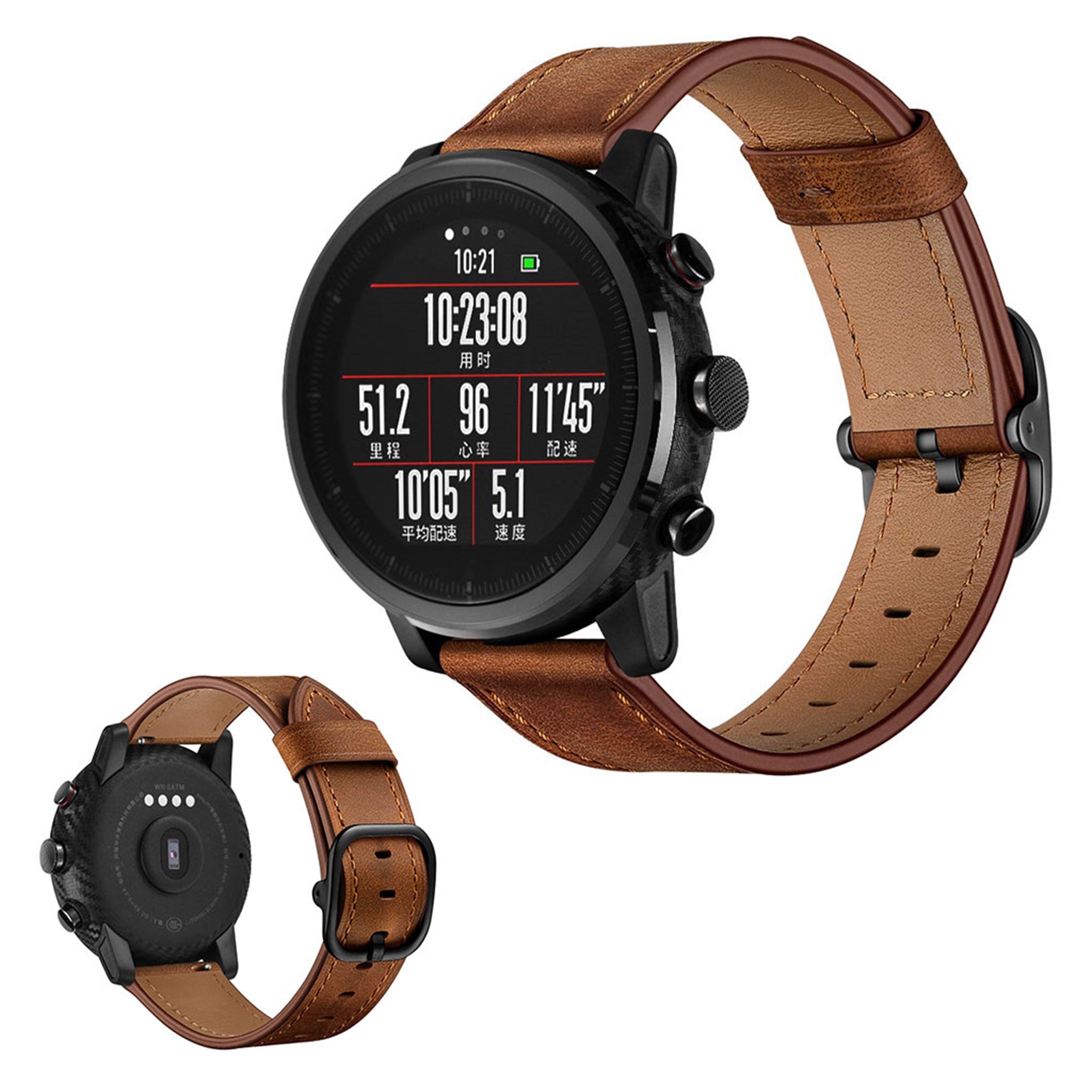 Amazfit / Stratos 2 / 2s cowhide leather watch band - Coffee