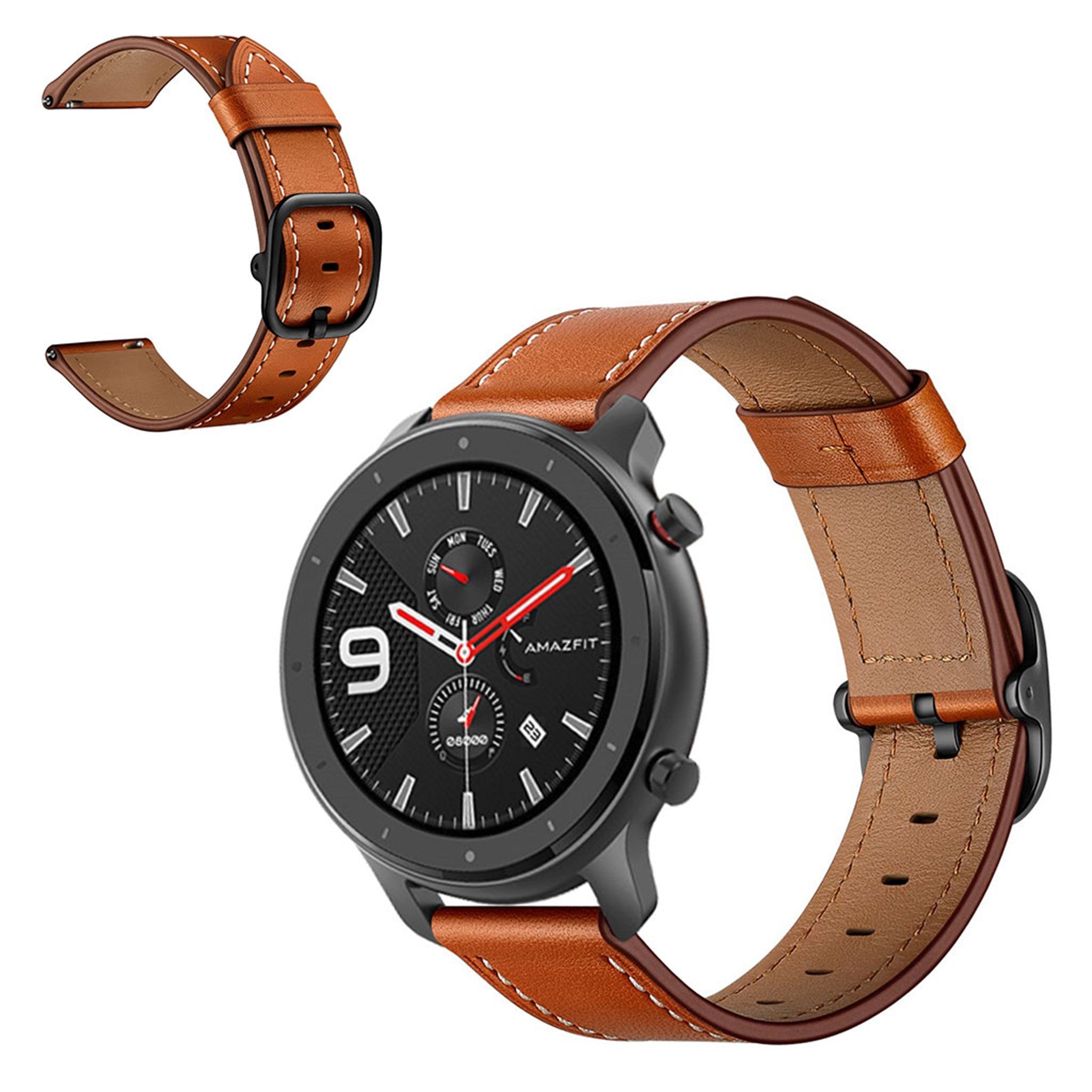 Amazfit GTR 47mm cowhide leather watch band - Brown