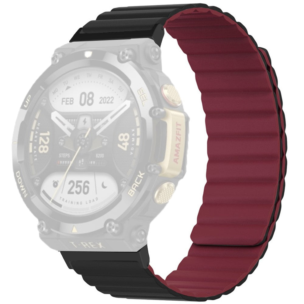 Amazfit T-Rex 2 dual-color silicone watch strap - Black / Wine Red