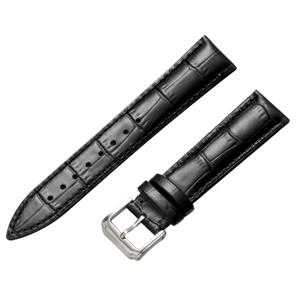 16mm Universal genuine leather watch strap - Black