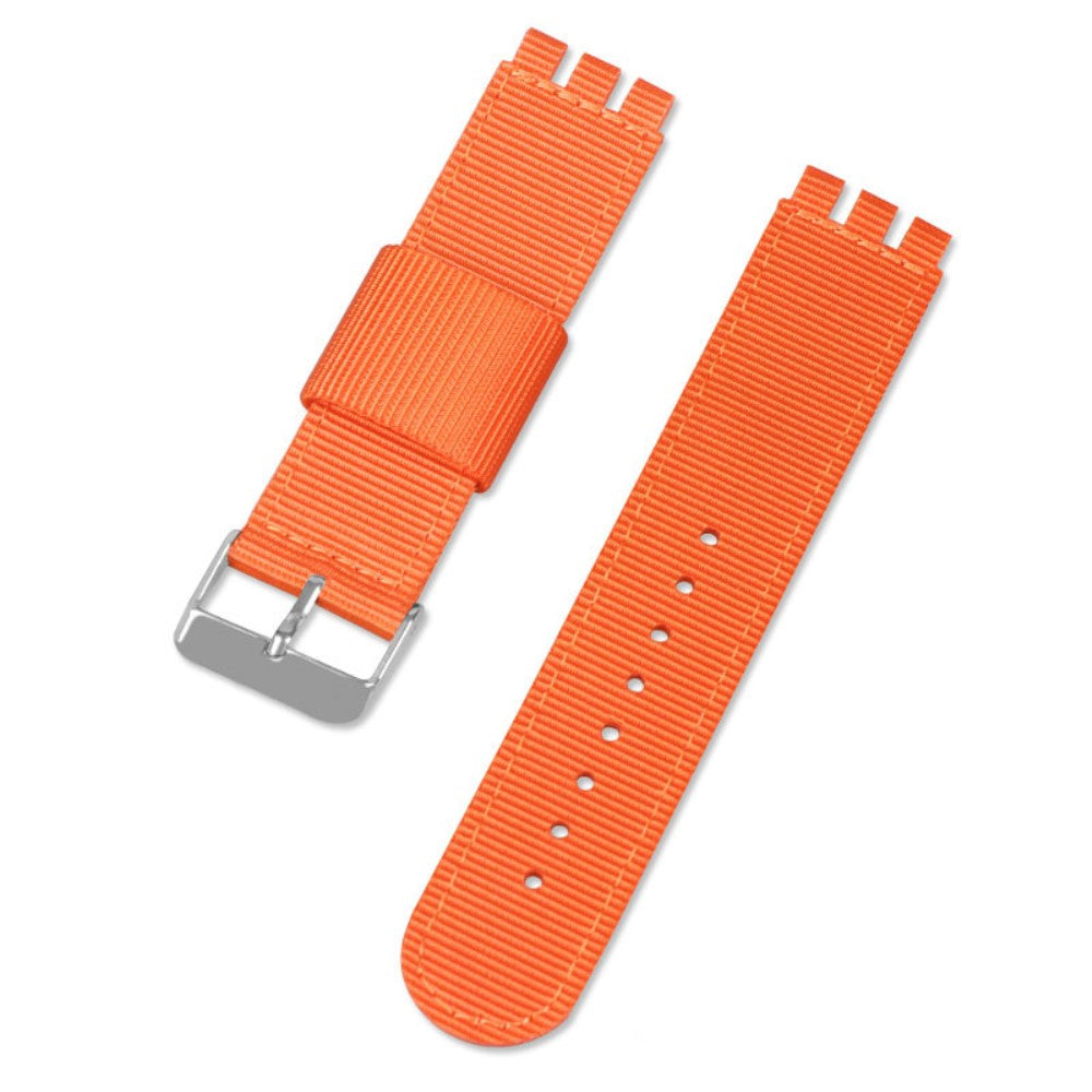20mm Universal nylon + canvas watch strap silver buckle - Orange