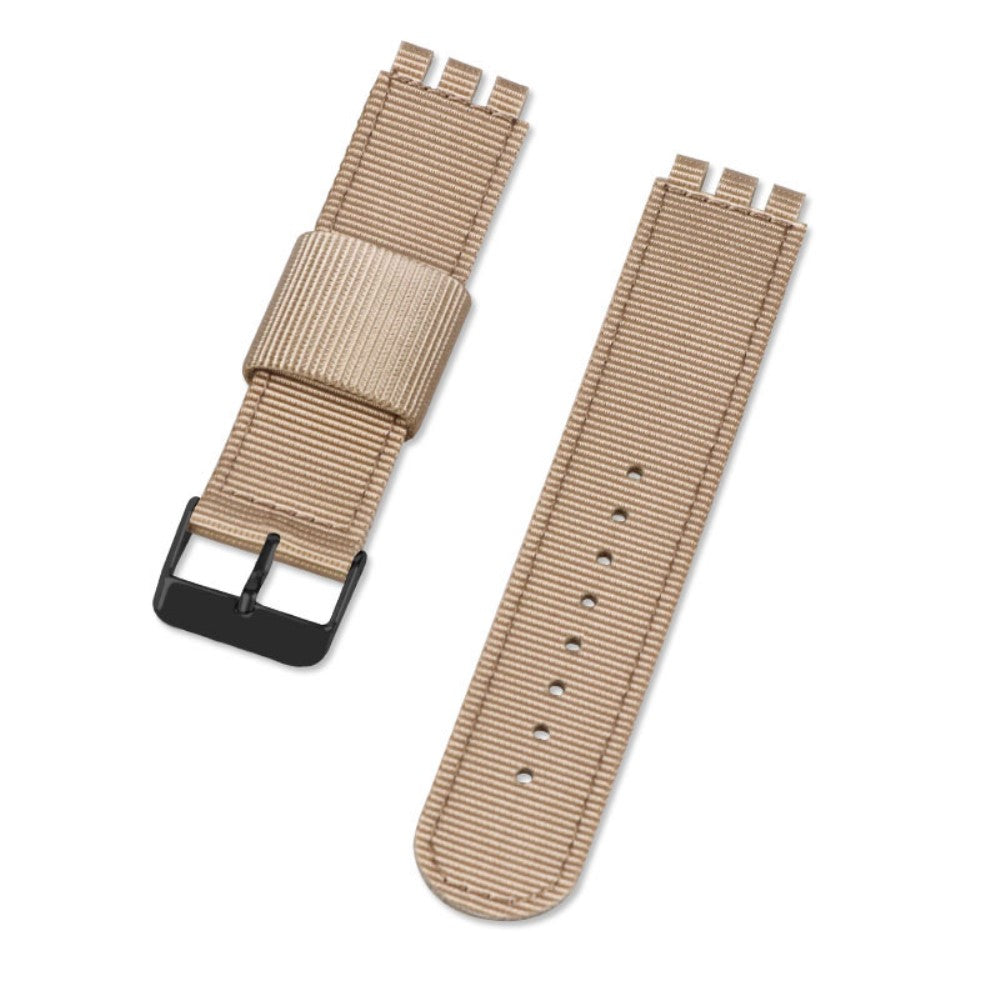 20mm Universal breathable nylon + canvas watch strap with black buckle - Khaki