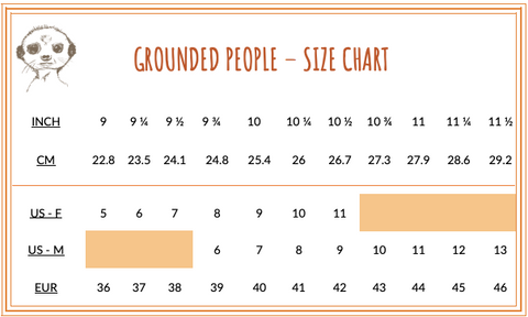 Sizing Chart  Find Your Perfect Fit – grounded people