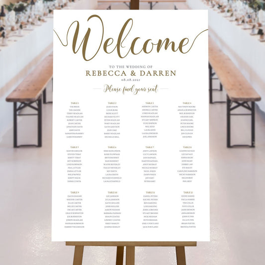 Gold Alphabetical Seating Chart Template - Printable Digital Download – We  Do Bou