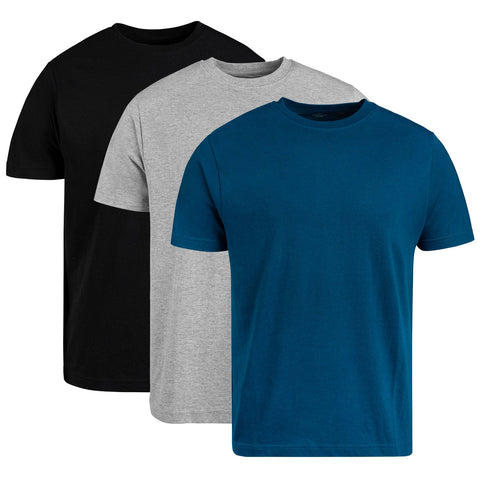 MEN'S 3-PACK PREMIUM CREW-NECK T-SHIRT - COBALT, HEATHER GRAY, BLACK