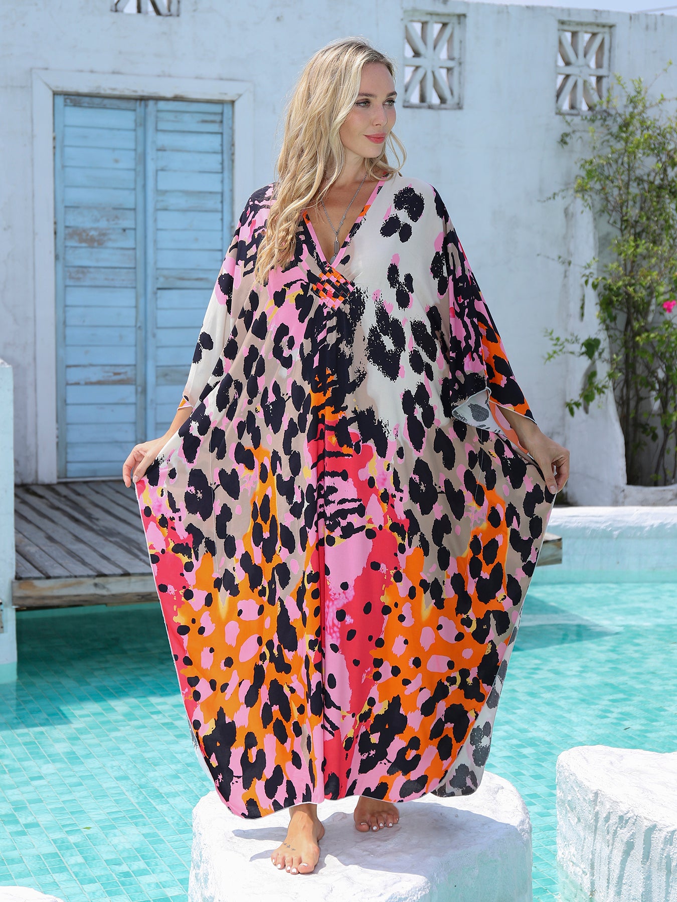 Animal Print Tropical Dress - Yaelkimono product image