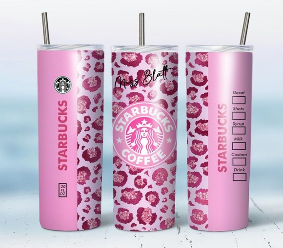 pink leopard starbucks tumbler