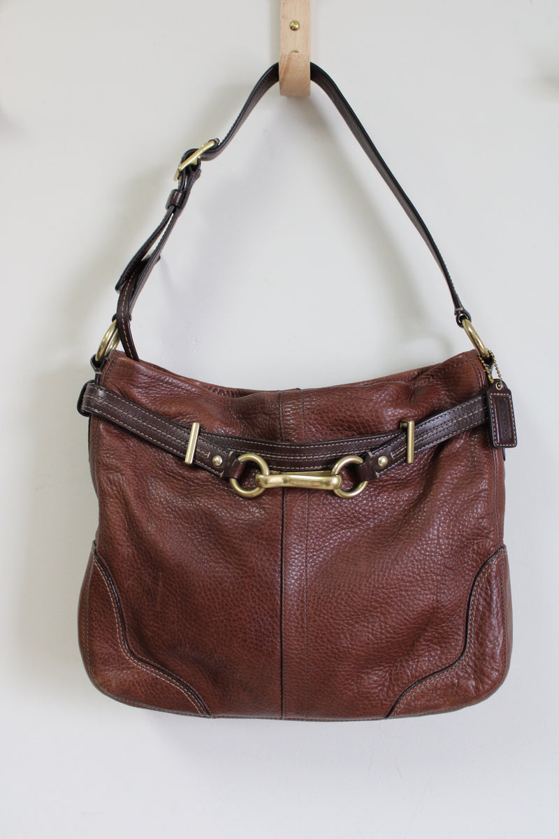 Michael Kors Vintage Brown Pebbled Leather Hobo Shoulder Bag Purse Y2K  