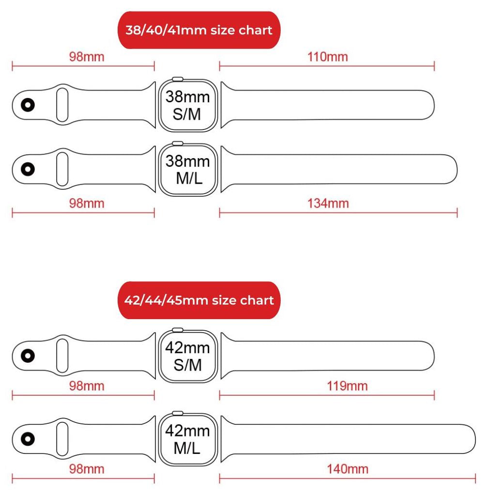 Silicone Strap size guide