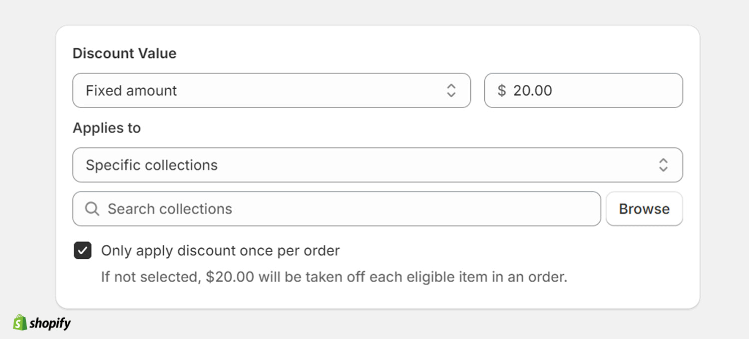 Screenshot of Shopify's free shipping discount option.