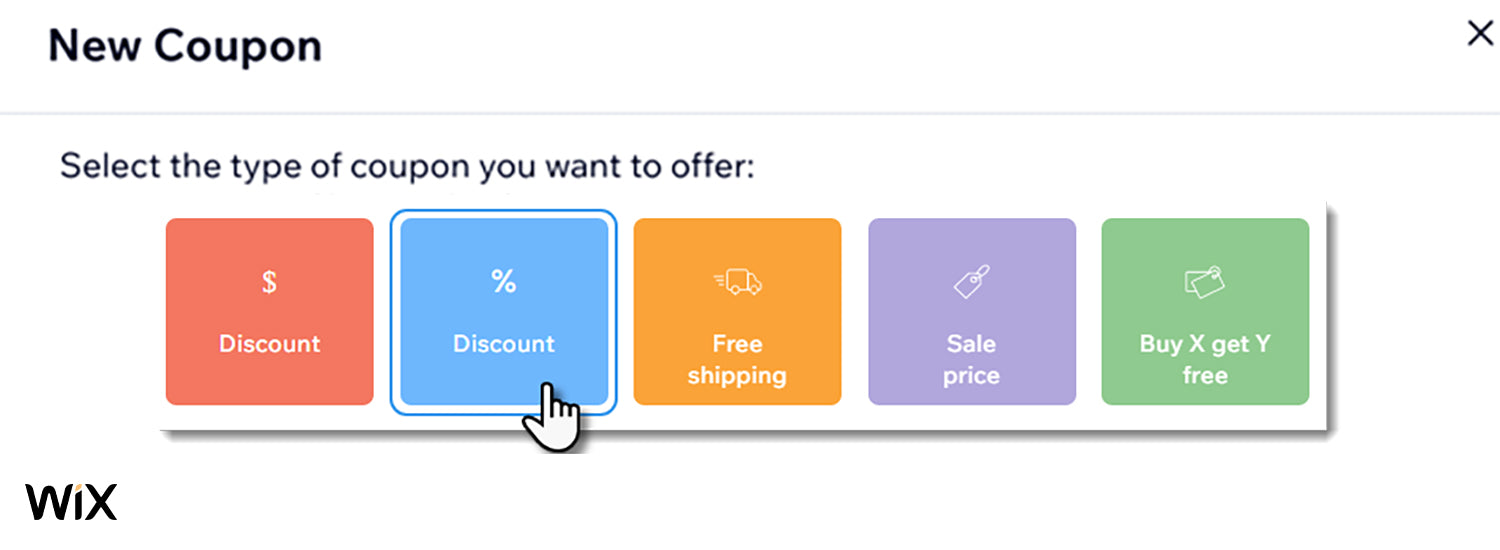 Screenshot of Wix's available discount options.