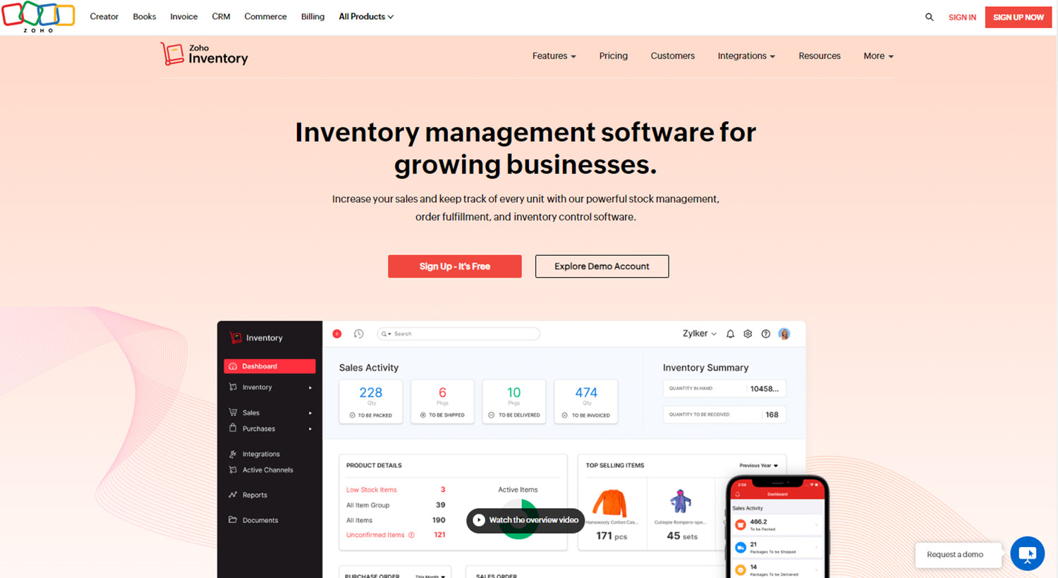 Zoho Inventory is a stock management, order fulfilment, and inventory control software that offers a comprehensive solution.