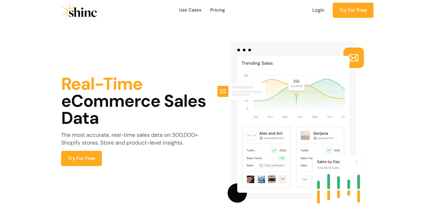Shine gives users accurate insights into over 300,000 brands on Shopify. 