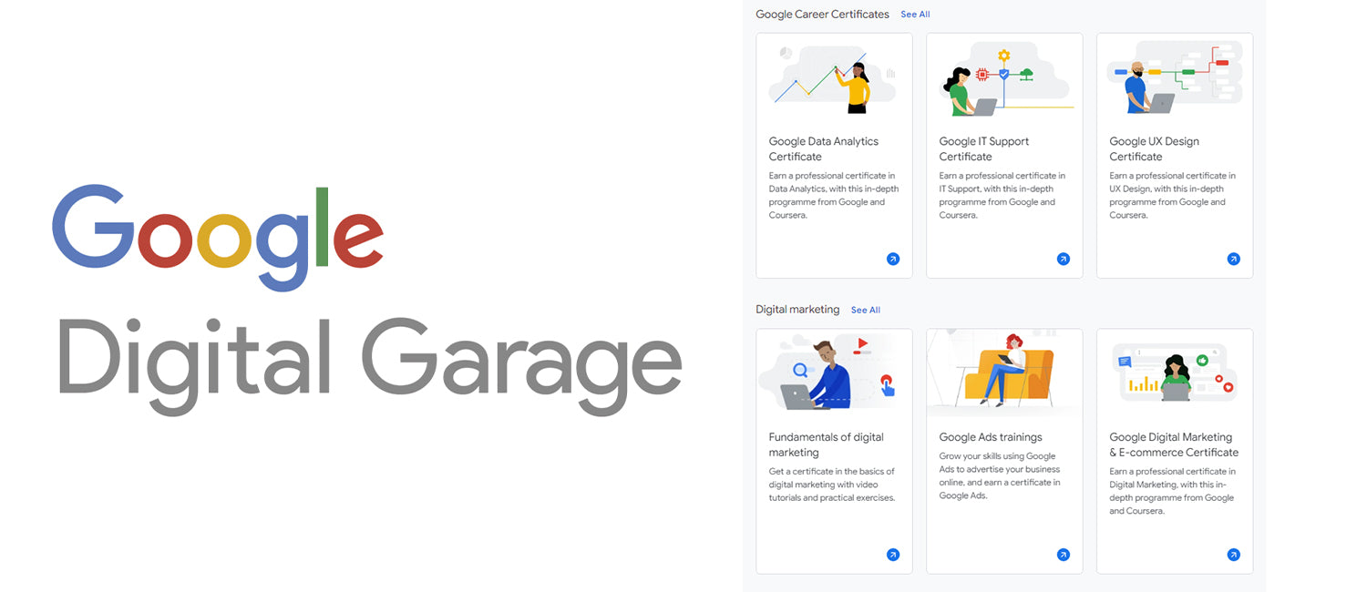 There are many resources to explore on Google's Digital Garage. This learning hub covers topics such as coding and how to scale your business internationally.