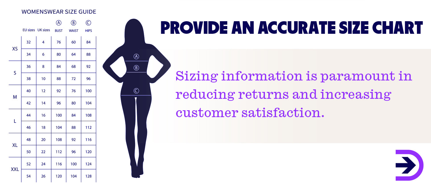 Accurate sizing information helps your business reduce the amount of customer returns.
