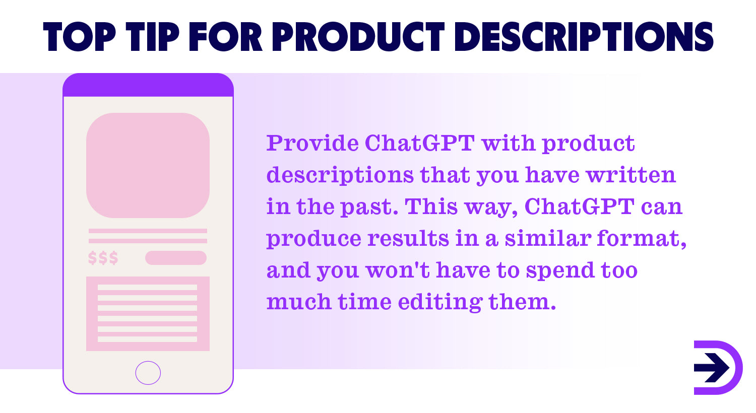 When using ChatGPT to help write product descriptions, it may be helpful to copy and paste examples to the platform.