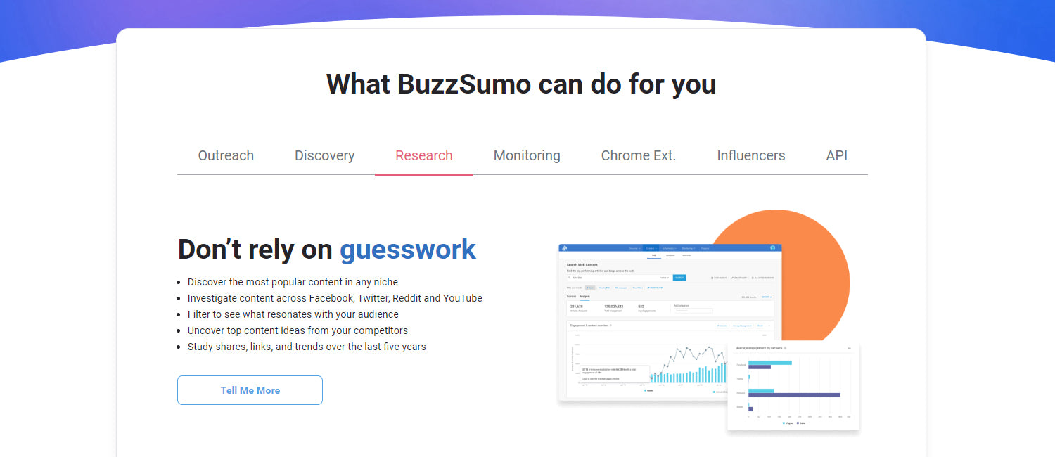 BuzzSumo scans billions of articles and social media posts to provide you with meaningful insights.