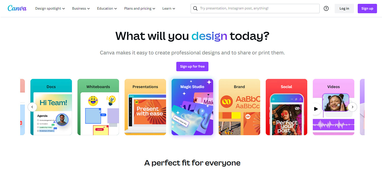 A screenshot of Canva, the leading online design and visual communication platform.