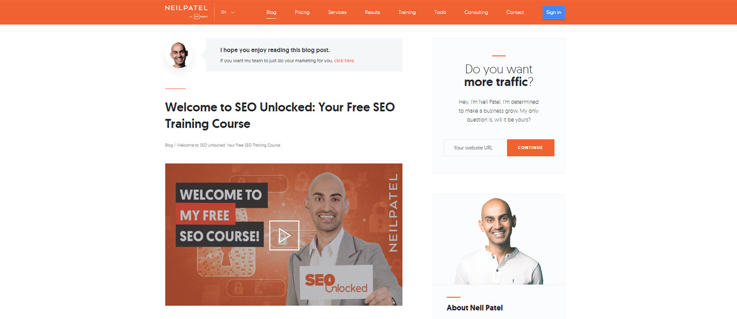Neil Patel provides a course on how to enhance SEO strategy for your online business.