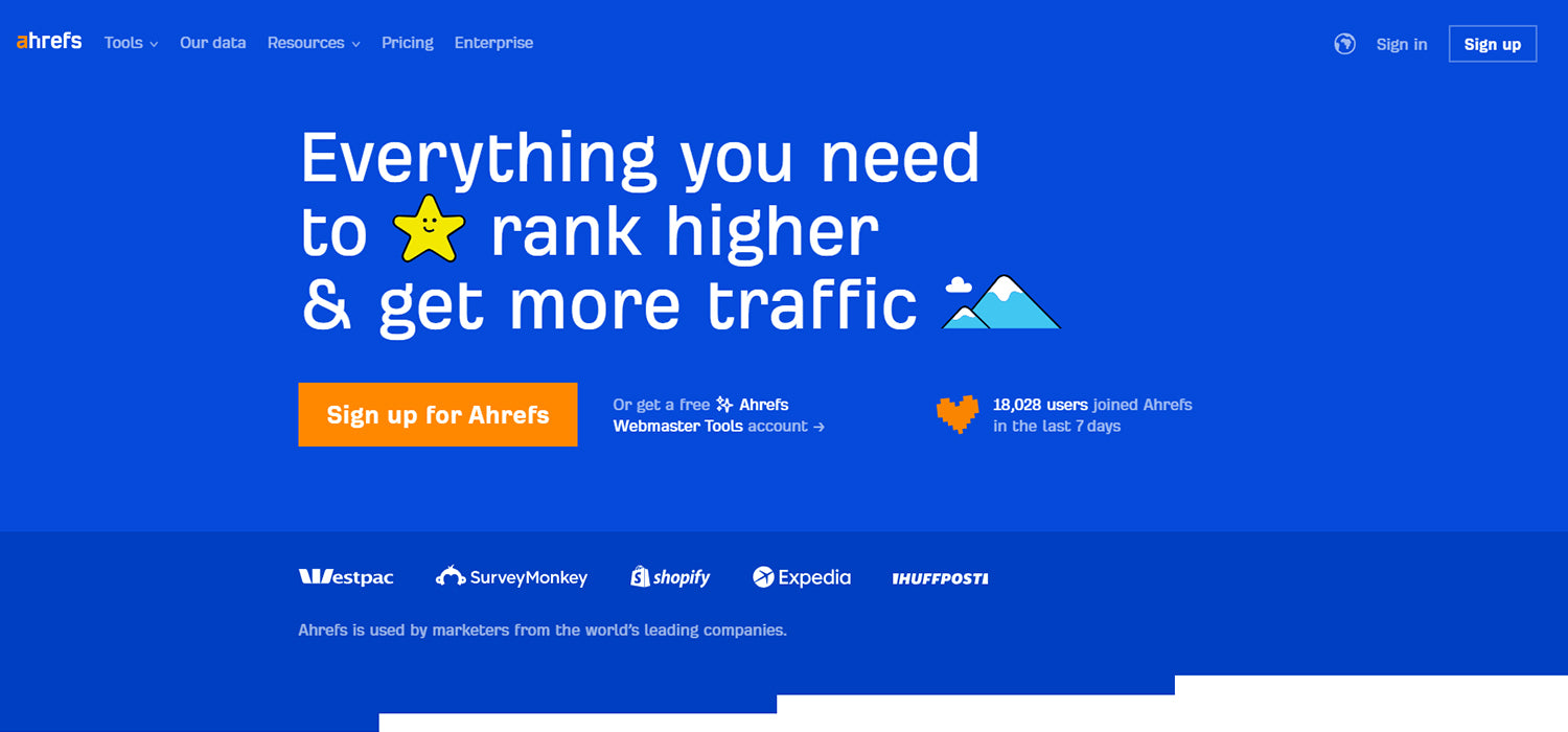 A screenshot of Ahrefs, a multi-tool for SEO and analytics to help you reach a high search ranking.