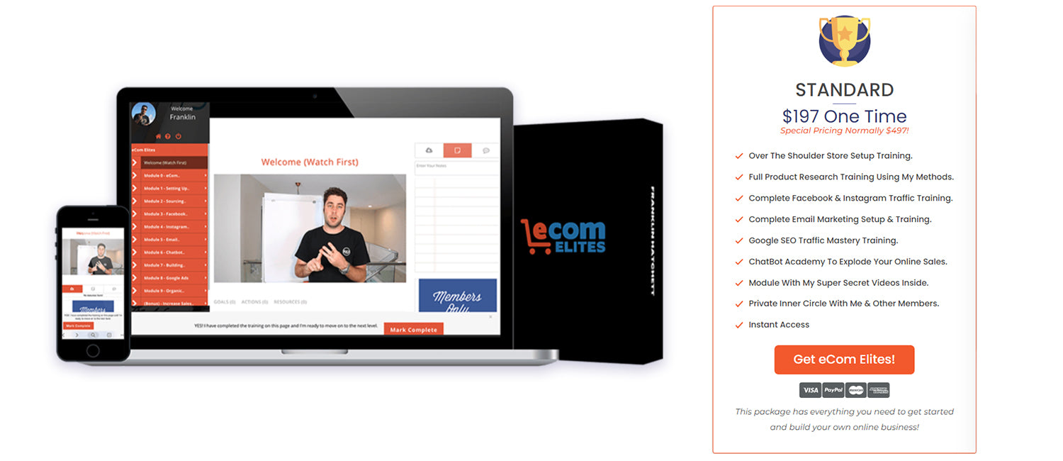 eCom Elites is an affordable introduction to ecommerce, dropshipping and marketing strategies for new entrepreneurs.