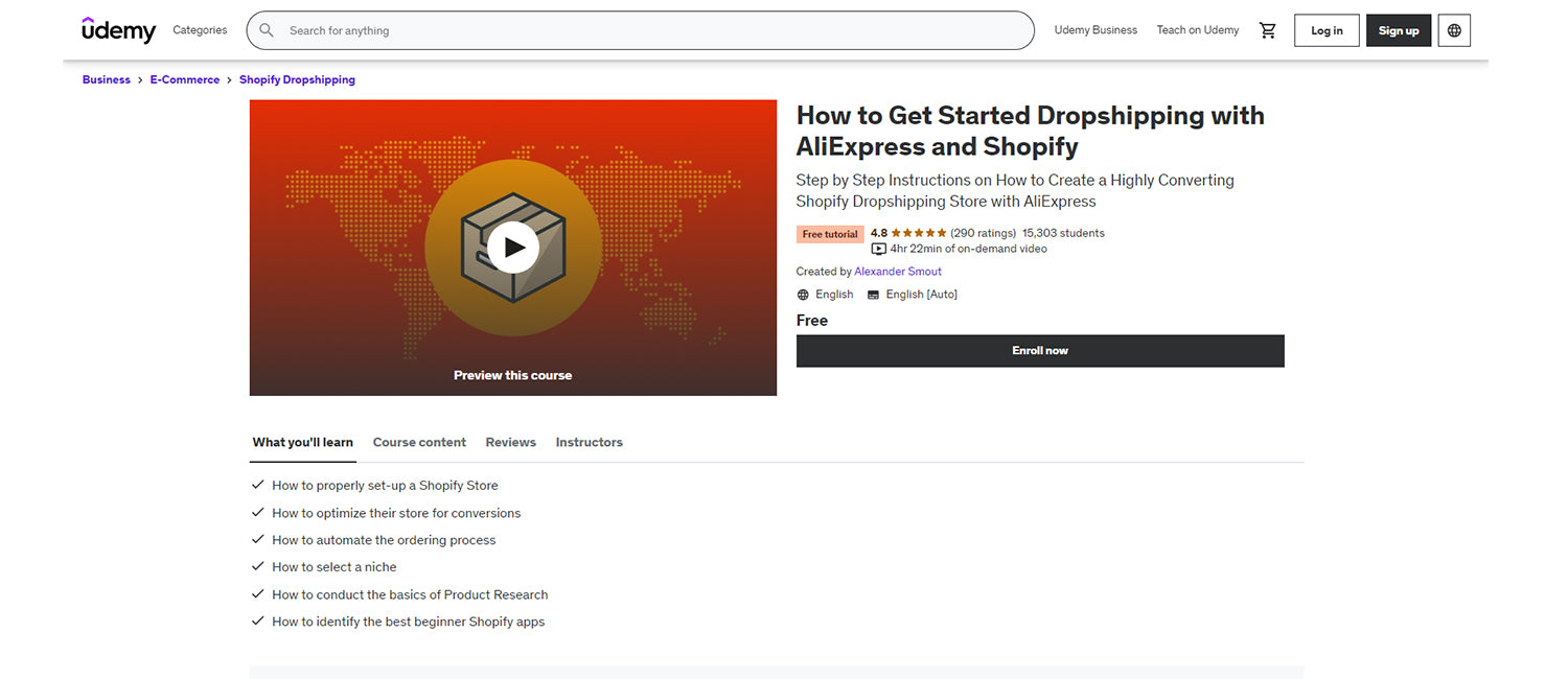 Udemy has thousands of courses including How to Get Started Dropshipping with Aliexpress and Shopify, which is a free resource.