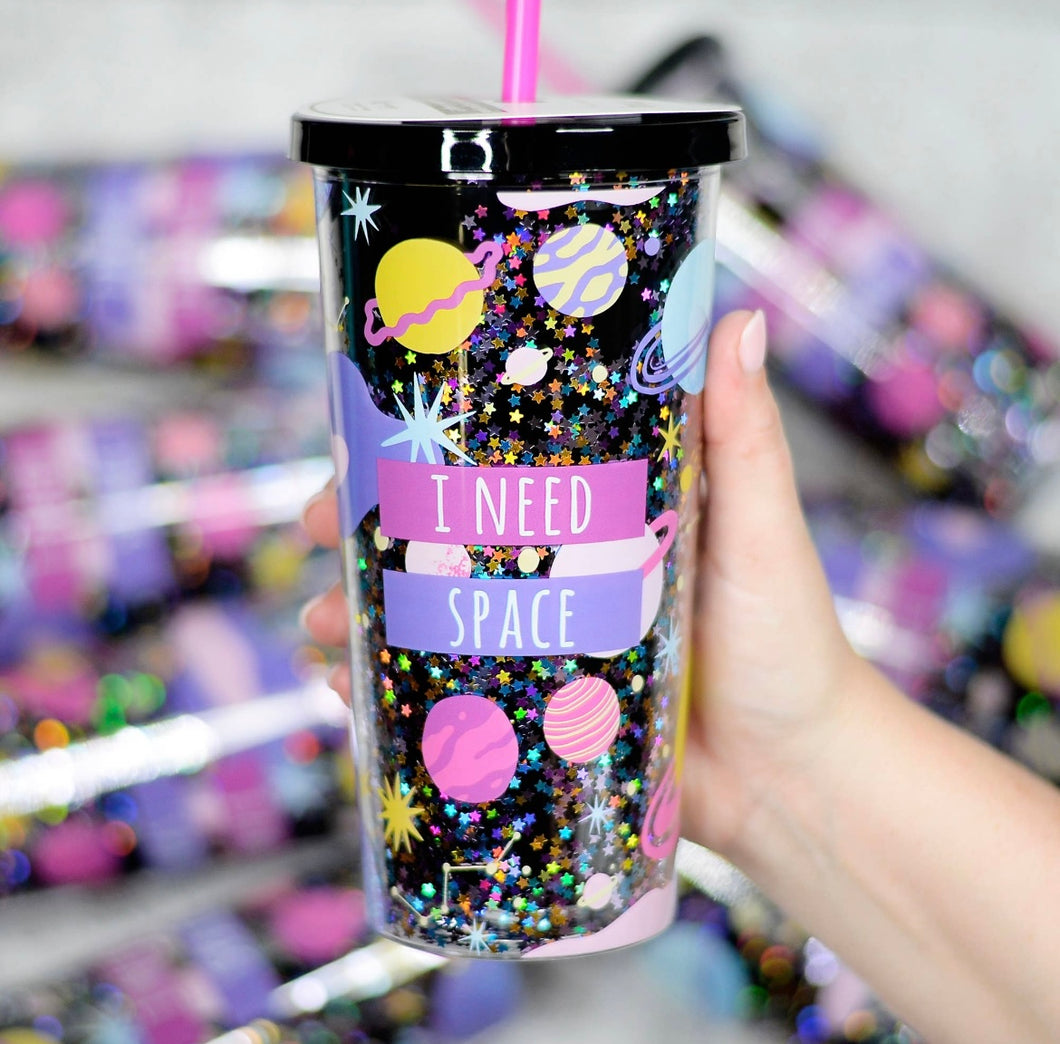 I Need My Space Glitter Tumbler - The Smoky Rose Boutique