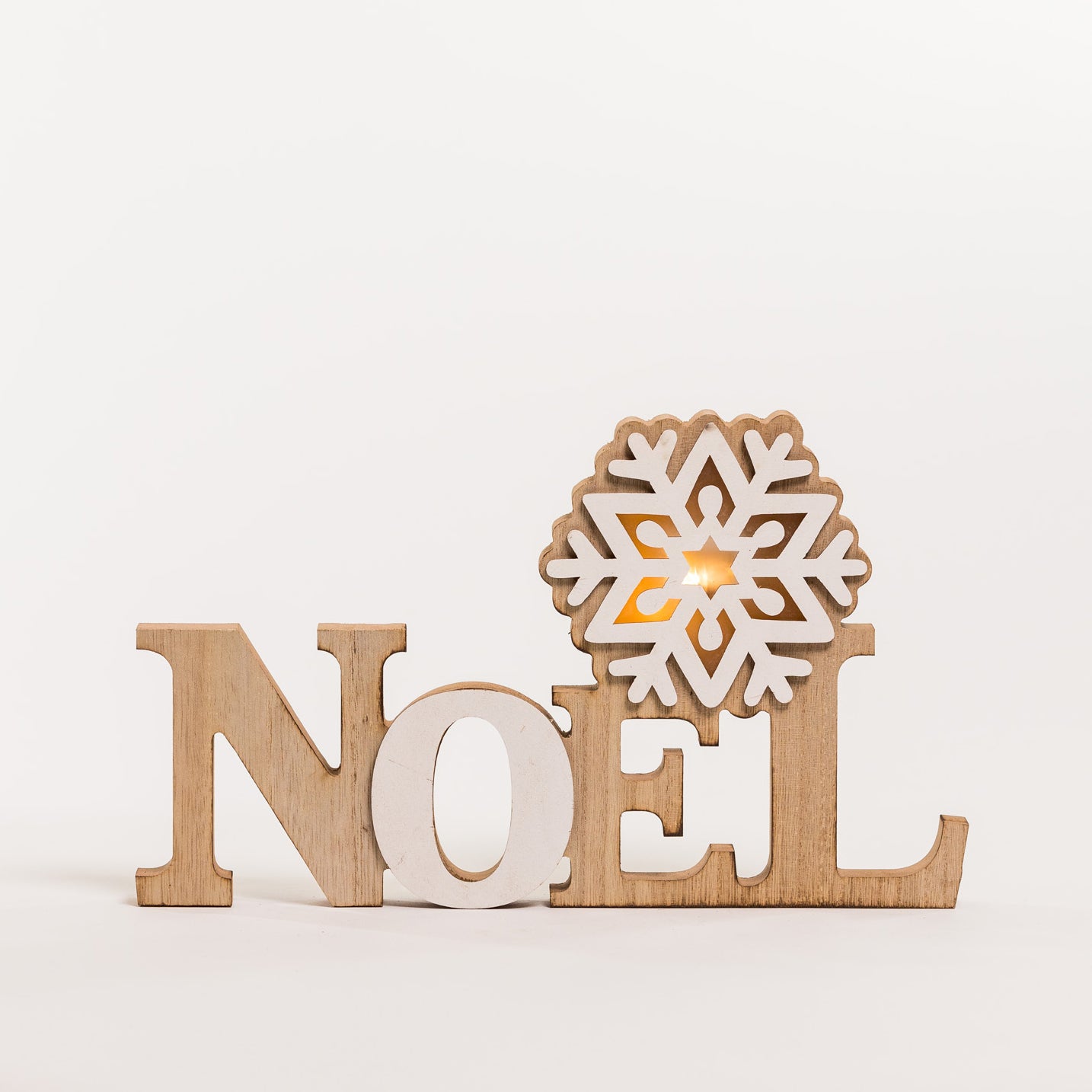 12" White/Natural "Noel" Decoration w/LED - Noël Collection