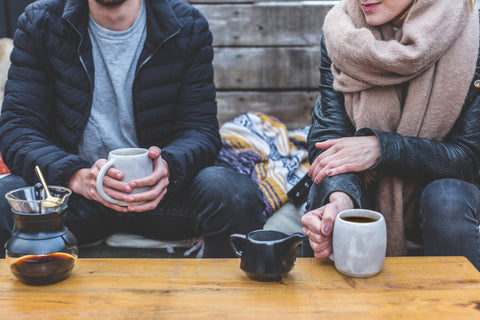 Friends talking over coffee