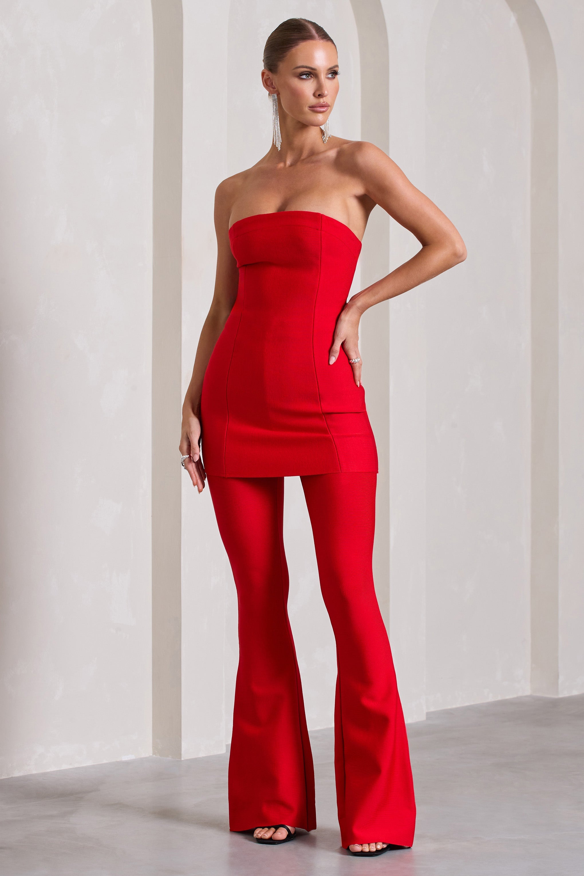 Capri | Pantalon évasé taille haute rouge