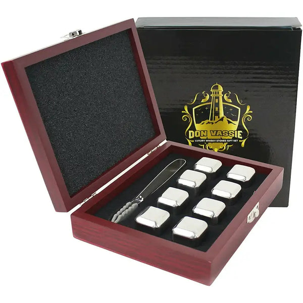 Whiskey Stone Set in Wooden Box Unique Bullet Ice Wine Stone 6 Pieces -  SCHWUA